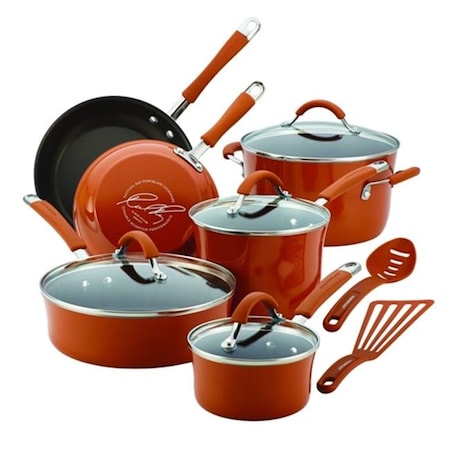 Rachael Ray Rachael Ray 16328 Cucina Hard Enamel Nonstick 12-Piece Cookware Set; Pumpkin Orange 16328